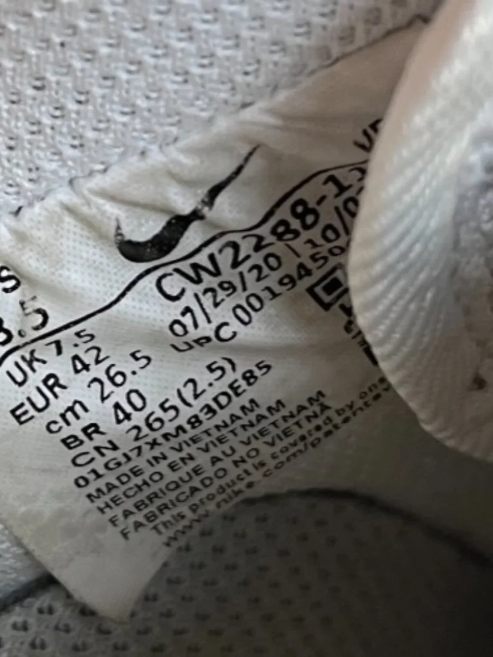 Nike Air Force 1 Low '07 Mens Size 8.5 White Athletic Lifestyle Shoes Sneakers - Picture 11 of 12